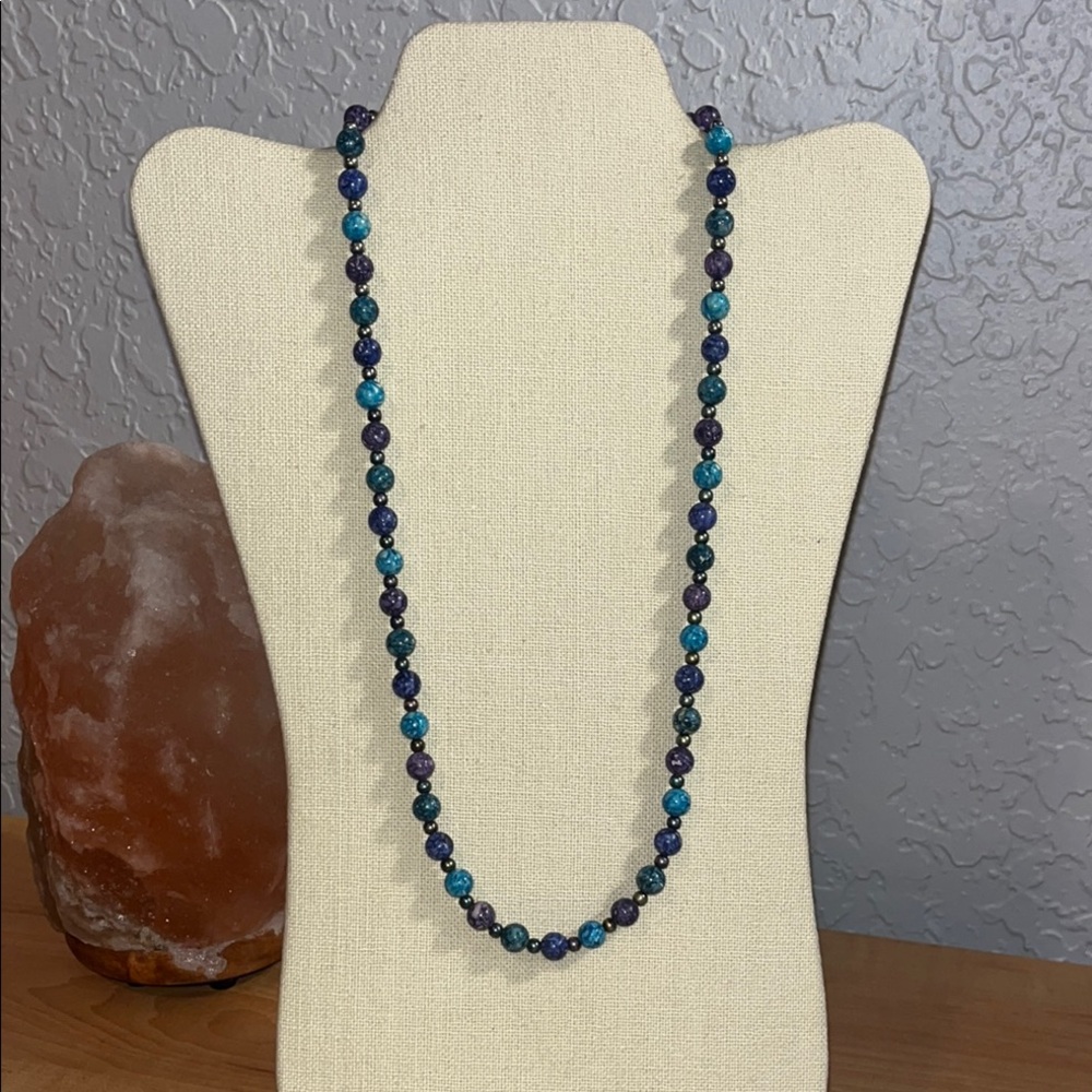 Elegant Beaded Necklace - Blue and Purple